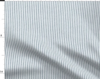 Rustic Blue Stripes Fabric - Faded French Stripe Blue By Kristopherk - Rustic Cottage Chic Decor Cotton Fabric By The Yard With Spoonflower
