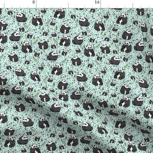 Panda Bear Fabric - Pandas By Nemki - Panda Kawaii Cute Chubby Bears Cotton Fabric By The Yard With Spoonflower