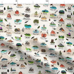 National Park Fabric - National Parks Mountain Landscape By Twodreamsshop - Park Fun Adventure Cotton Fabric By The Yard With Spoonflower