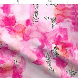Watercolor Fabric - Watercolor Abstract Pink by ivieclothco - Abstract Pink Coral Bright Pink Coral Orange Fabric by the Yard by Spoonflower