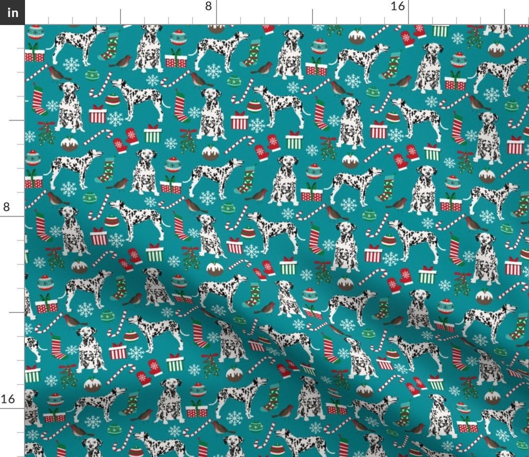 Dalmatian Fabric Dalmatian Dogs Christmas Cute Xmas Holiday Dog Dalmatians by Petfriendly Cotton