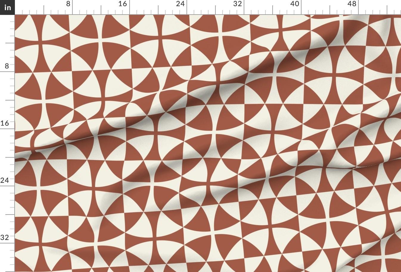 Modern Quilt Square Extra Wide Sateen Fabric- Winding Ways by elizabethhalpern - Geometric Patchwork Fabric By The Yard by Spoonflower