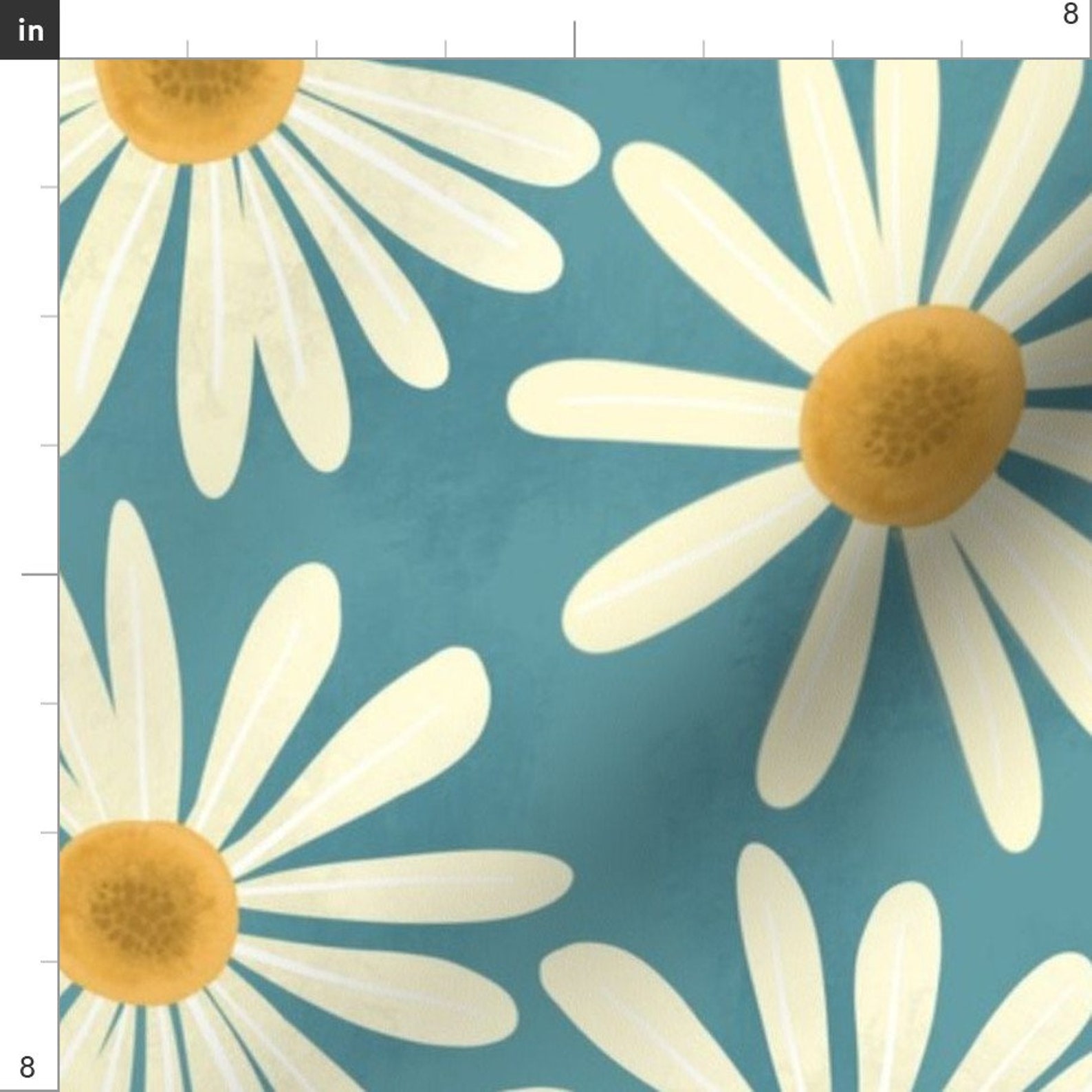 White Blue Daisies Spring Floral Fabric Shasta Daisies Etsy