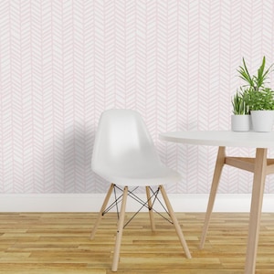 Herringbone Wallpaper - Sorbet Macro By Friztin- Pink Geometric Nursery Custom Printed Removable Self Adhesive Wallpaper Roll by Spoonflower