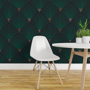 Papier peint Déco élégant - Charleston (Vert) par Amy Maccready - Rouleau de papier peint autocollant amovible style glamour années 1920 par Spoonflower