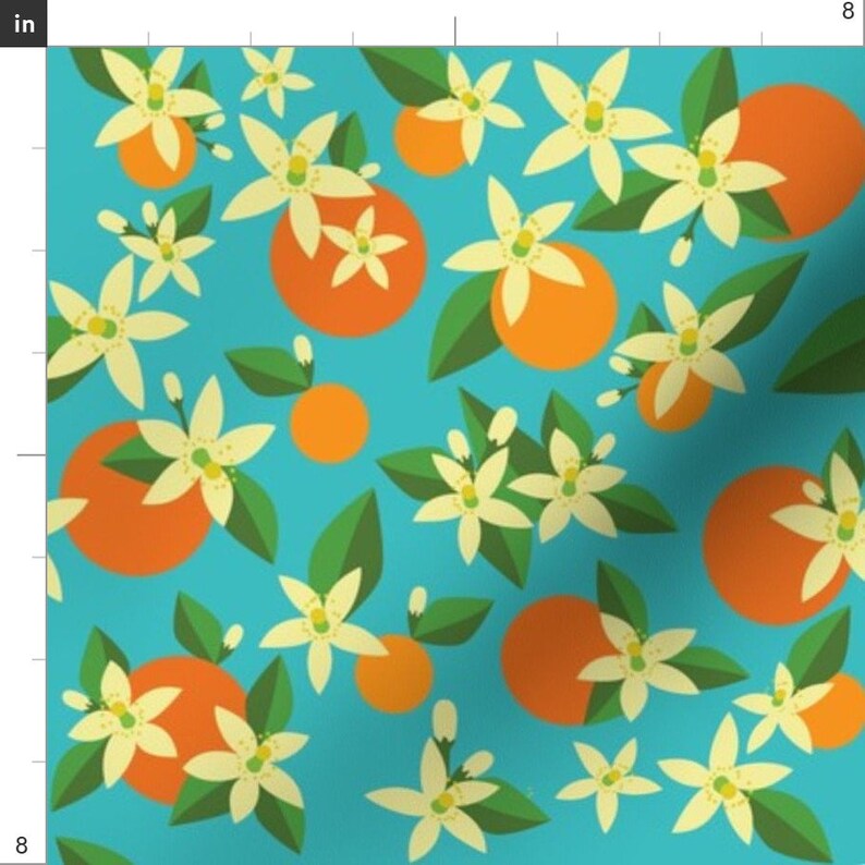 Citrus Fabric Orange Blossom Daydream by Creativefiasco Etsy