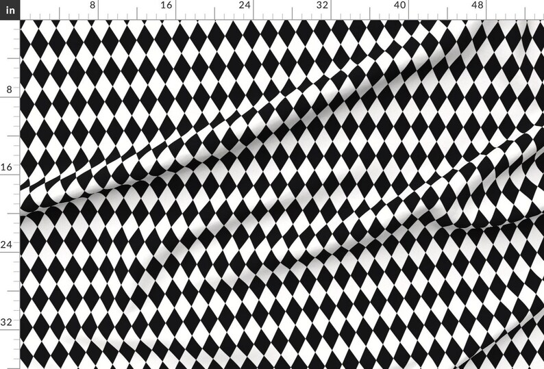 Diamond Fabric - Harlequin Diamonds Monochrome Black & White Geometric By Sunny Afternoon- Modern Cotton Fabric By The Yard With Spoonflower imagen 2