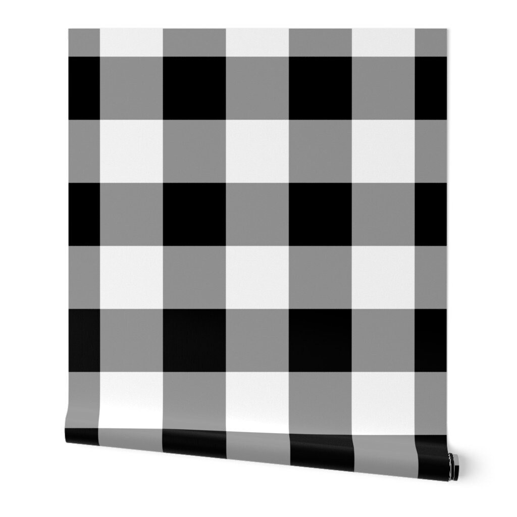 Gingham Wallpaper Black and White by Peacoquettedesigns - Etsy