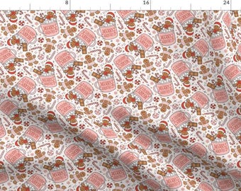 Christmas Baking Fabric - Gingerbread Cookie by camilaprints - Pink Christmas Vintage Retro Trendy Holiday Fabric by the Yard by Spoonflower