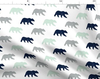 Roaming Bears Fabric - Multi Bear || The Northern Lights Collection By Littlearrowdesign - Bear Cotton Fabric By The Yard With Spoonflower