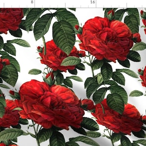 Bold Red Roses Fabric - Roses Riot Of Red By Peacoquettedesigns - Botanical Floral Home Decor Cotton Fabric By The Yard With Spoonflower