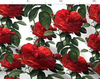 Bold Red Roses Fabric - Roses Riot Of Red By Peacoquettedesigns - Botanical Floral Home Decor Cotton Fabric By The Yard With Spoonflower