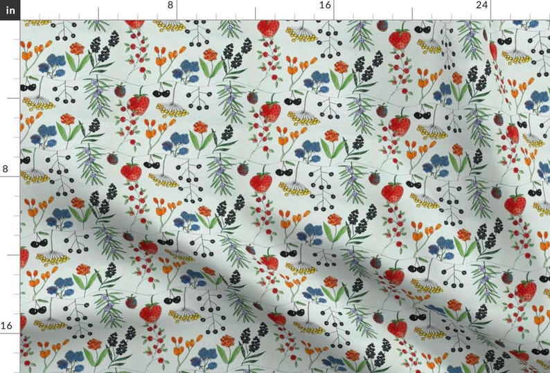 Berries Fabric - Berries By Linsart - Berries Fruit Botanicals Floral Flowers Nature Spring Food Cotton Fabric By The Yard With Spoonflower image 1