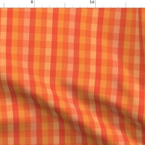 Orange Plaid Fabric - Orange Halloween Check by samantha_kingswood - Gingham Check Autumn Fall Halloween Fabric by the Yard by Spoonflower