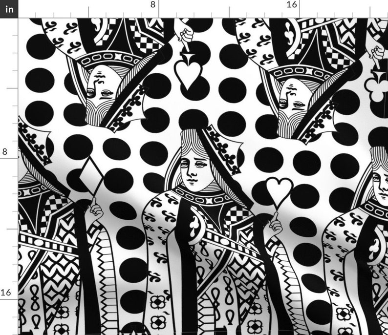 Queen of Hearts Fabric Queen Dot Large Scale by Etsy