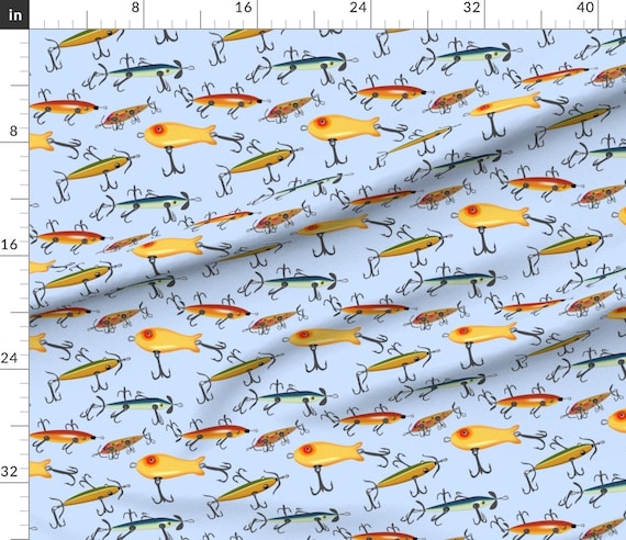 Fishing Fabric Antique Fishing Lures by Creative8888 Fishing Lure Hook  Bobber Bait Sports Cotton Fabric by the Yard With Spoonflower 
