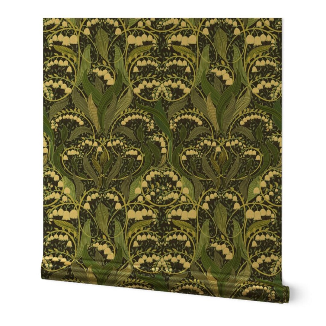 Vintage Flowers Gold or Silver Metallic Wallpaper - Floral Victorian ...