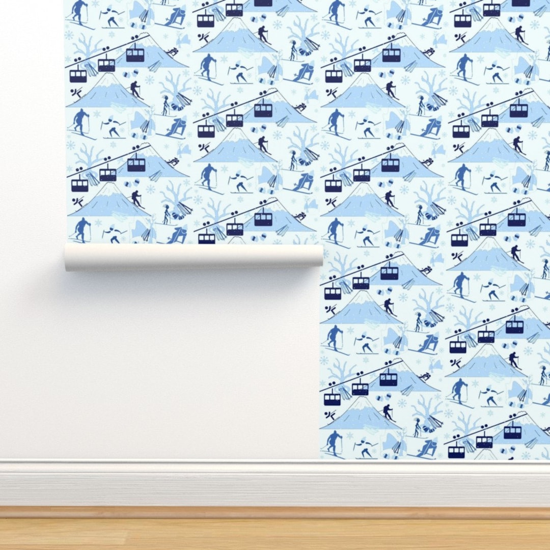 Mountains Wallpaper Blue Mountain Skiing by Bluevelvet - Etsy