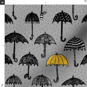 Yellow Umbrella Fabric One Yellow Umbrella By Celebrindal Spring Rain Nursery Decor Cotton Fabric By The Yard With Spoonflower image 2