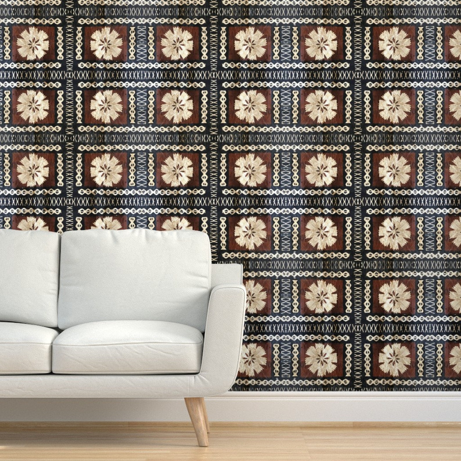 Tapa Wallpaper Fijian Tapa Cloth 7 By Hypersphere Brown | Etsy