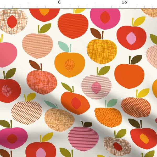 Peach Fabric - Just Peachy By Katerhees -Peach Fruit Summer Kitchen Baking Citrus Red Pink Orange Cotton Fabric By The Yard With Spoonflower