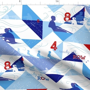 Rowing Crew Fabric - Ready All, Row By Hootenannit - Crew Team Sports Rowing Quilting Cotton Fabric By The Yard With Spoonflower