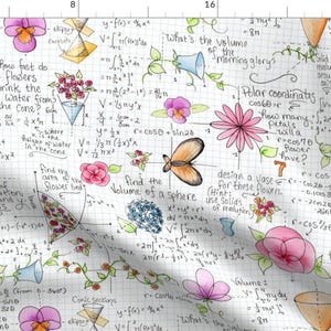 Gardening & Math Fabric - Calculated Flowers Medium By Blairfully Made - Calculus Floral Science Cotton Fabric By The Yard With Spoonflower