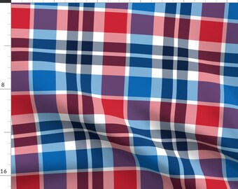 Red White And Blue Plaid Fabric - Independence Day American Fourth Of July 4th By Misstiina - USA Cotton Fabric By The Yard With Spoonflower