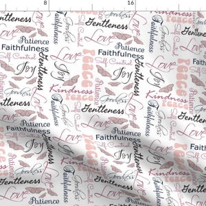 Christian Fabric - Fruit Of The Spirit Butterflies By Pamelachi - Christian Pink White Religious Cotton Fabric By The Yard With Spoonflower