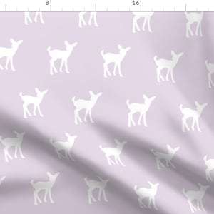 Baby Deer Fabric - Fawn On Light Lilac || The Lilac Grove Collection By Littlearrowdesign - Cotton Fabric By The Yard With Spoonflower
