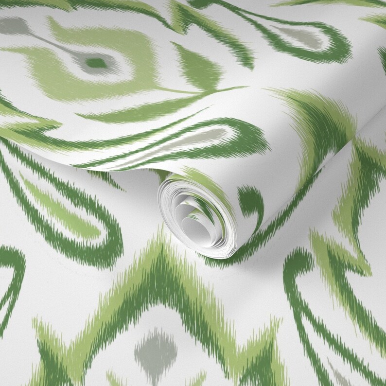 Green Ikat Wallpaper Spearmint Ikat by Pattysloniger Etsy