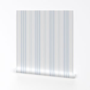 Blue Stripe Wallpaper - Lars Stripe In Pale Blueberry By Lilyoake - Custom Printed Removable Self Adhesive Wallpaper Roll by Spoonflower