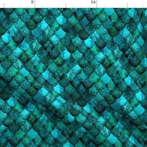Dragon Scale Fabric - Dark Teal Mermaid Scales By Su G - Aqua  Blue Green Dragon Scale Cosplay Costume Halloween Kid Fabric With Spoonflower