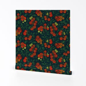 Tomato Vine Wallpaper - Tomato Vines By Artypeaches - Tomato Vine Red Custom Printed Removable Self Adhesive Wallpaper Roll by Spoonflower