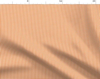Gingham Orange Small Fabric - Tiny Gingham Orange By Misstiina - Gingham Orange Geometric Cotton Fabric By The Yard With Spoonflower