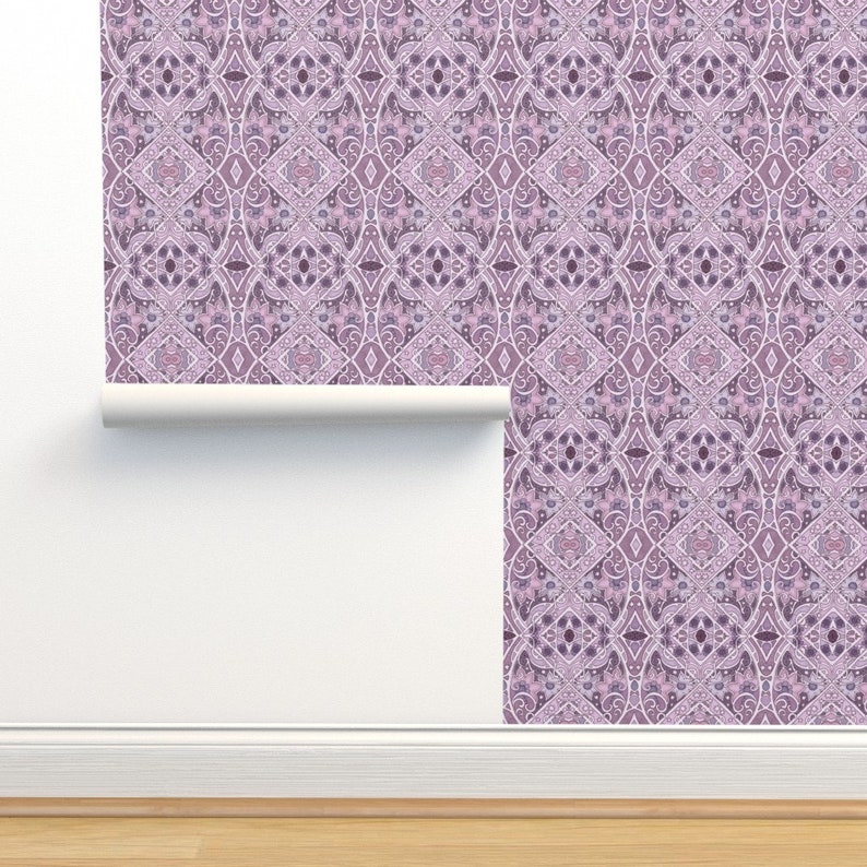 Purple Design Wallpaper Mmm Mauve by Edsel2084 Abstract - Etsy