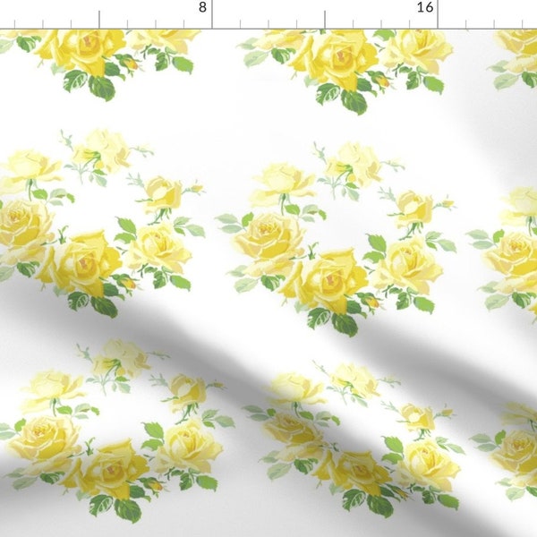 Yellow Rose Fabric - Etsy