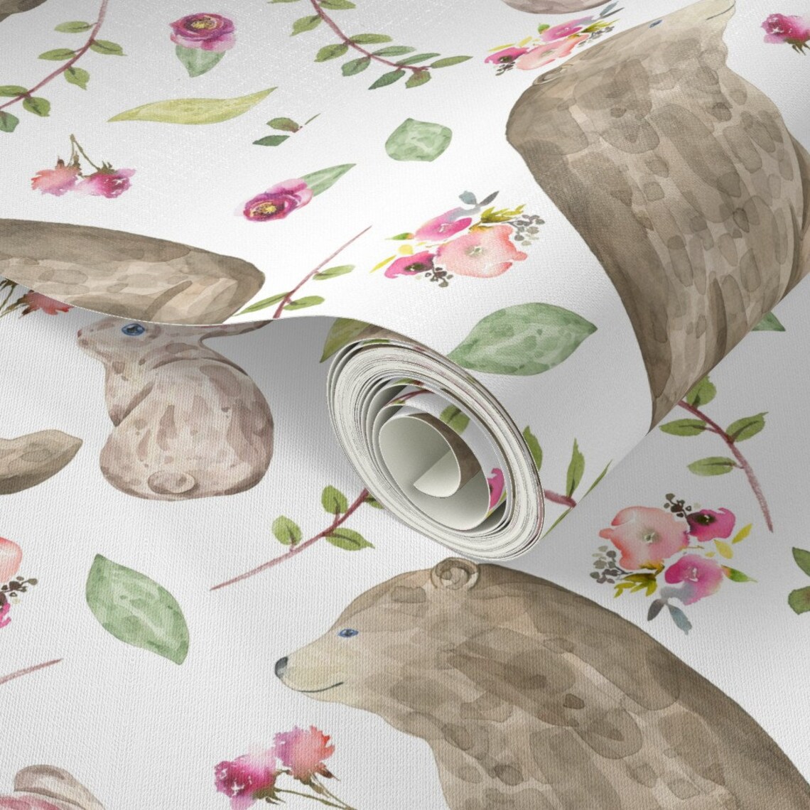 Bear & Bunny Wallpaper Bear Bunny Friends by Gingerlous - Etsy