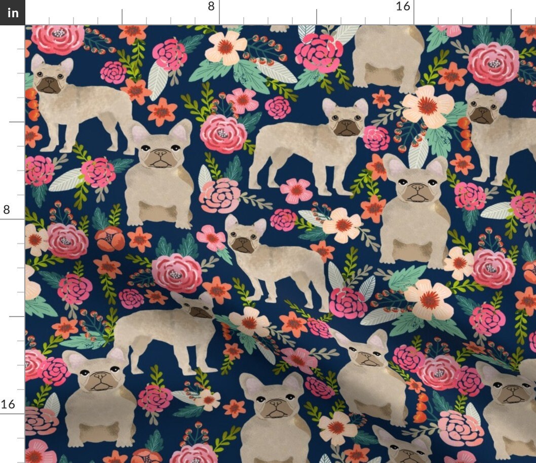 french bulldog fleece fabric