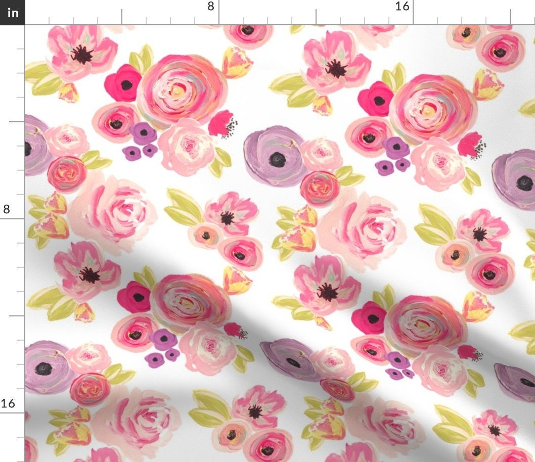 Modern Nursery Decor Floral Fabric Indy Bloom Design Rosie - Etsy