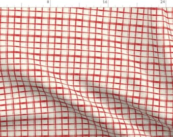 Valentines Plaid Apparel Fabric - Painted Plaid Red by laura_baruffa - Pink And Red Tartan Geometric Squares Clothing Fabric by Spoonflower
