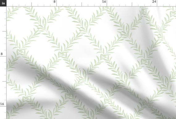Spring Fabric - Leafy Trellis by danika_herrick -  Garden Leaf Vine Green White Fabric by the Yard by Spoonflower