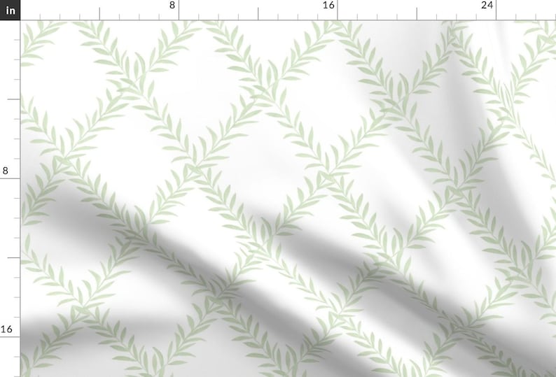 Spring Fabric - Leafy Trellis by danika_herrick - Garden Leaf Vine Green White Fabric by the Yard by Spoonflower image 1