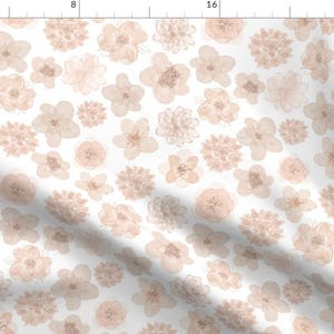 Blush Floral Fabric - Tulle Flowers - White By Gypseeart - Delicate Watercolor Flowers Blush Pink Cotton Fabric By The Yard With Spoonflower