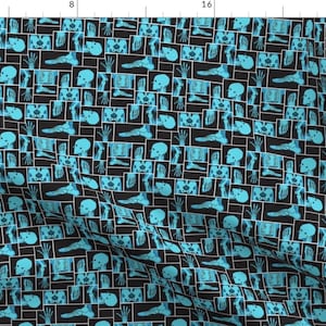 Blue Fabric - X-rays  by diseminger -  X-ray Skeleton Bones Halloween Science Stem Doctor Medical Anatomy  Fabric by the Yard by Spoonflower