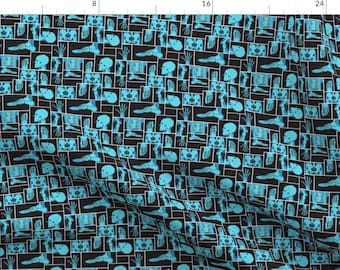 Blue Fabric - X-rays  by diseminger -  X-ray Skeleton Bones Halloween Science Stem Doctor Medical Anatomy  Fabric by the Yard by Spoonflower