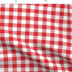 Classic Gingham Fabric - Gingham Red One By Juliesfabrics - Tartan Modern Upholstery Apparel Cotton Fabric By The Yard With Spoonflower