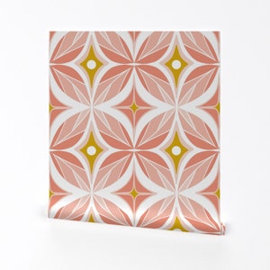 Geometric Wallpaper - Optic Mid Century Geometric Blush Pink By Heatherdutton - Custom Printed Self Adhesive Wallpaper Roll by Spoonflower