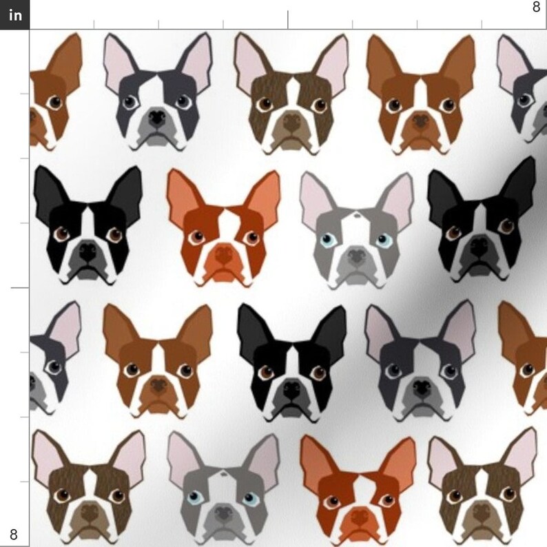Multi Color Boston Terrier Dog Head Fabric Boston Terriers | Etsy