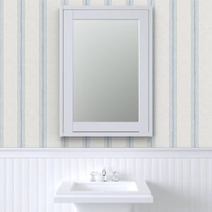Blue Ticking Stripe Peel and Stick Wallpaper - French Farmhouse Country Rustic - Removable Wall Decor Art - French Provincial by kittenlane image 8